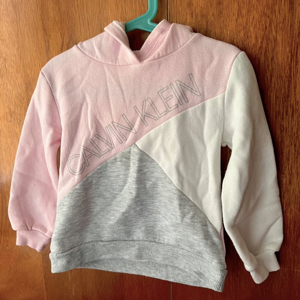 2/$20 Girls Calvin Klein Hoodie Pullover Sweater Pink Grey White